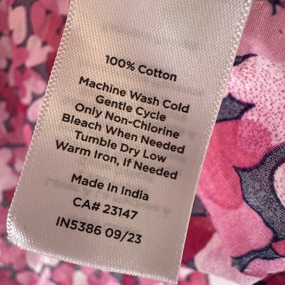 Talbots Women's Top L Pink White Gauzy 100% Cotton Popover Buttons Smocked Cuffs - Picture 7 of 10